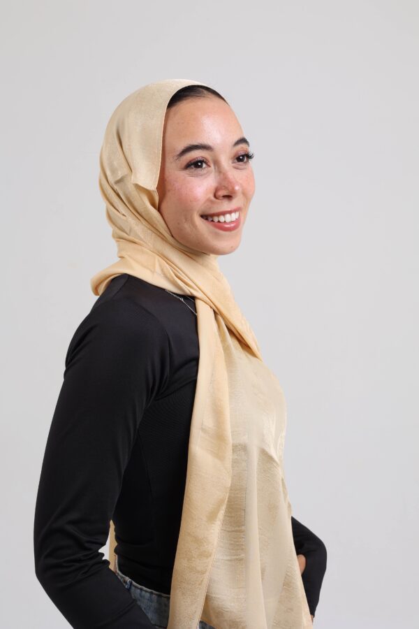 Striped Cotton scarf-Gold