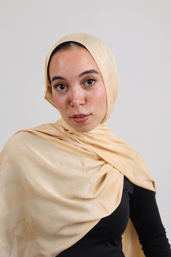 Striped Cotton scarf-Gold
