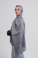 Striped Cotton scarf-Gray