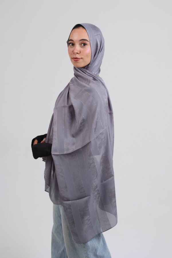 Striped Cotton scarf-Gray