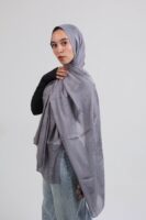 Striped Cotton scarf-Gray