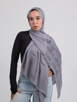 Striped Cotton scarf-Gray
