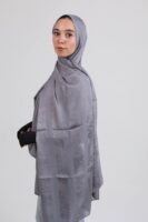 Striped Cotton scarf-Gray