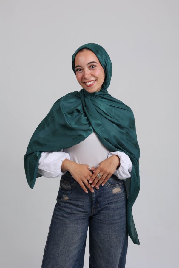 Striped Cotton scarf-Emerald