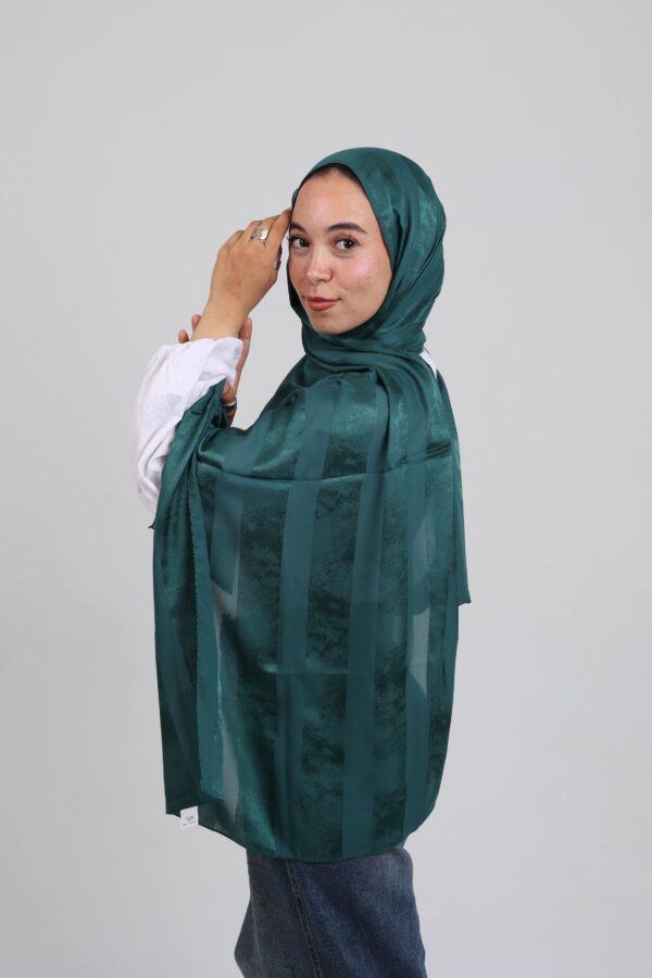 Striped Cotton scarf-Emerald