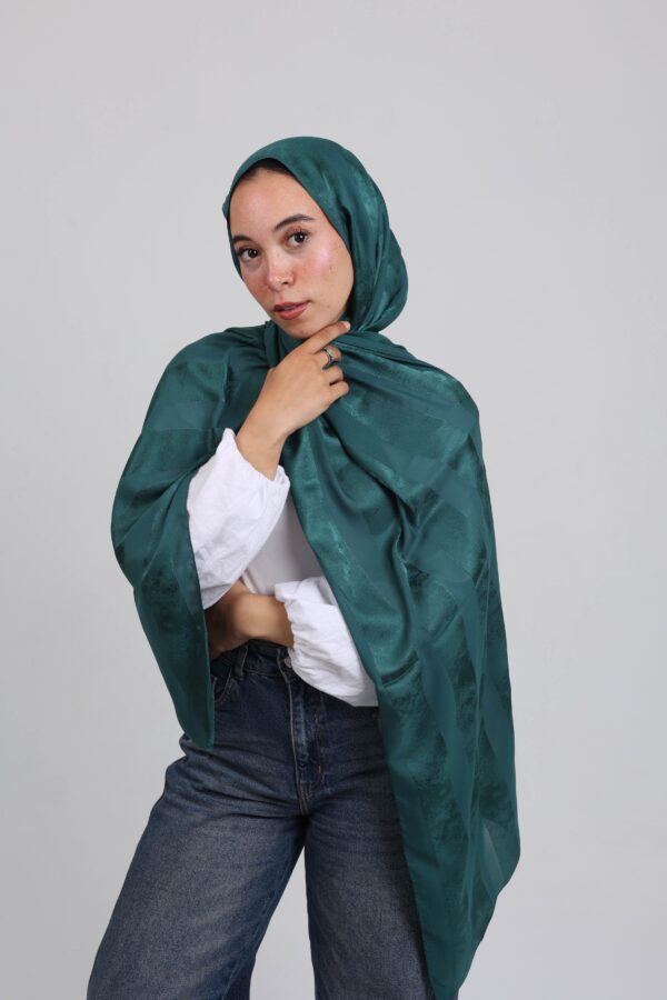 Striped Cotton scarf-Emerald
