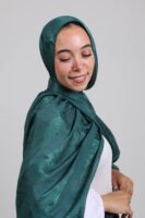 Striped Cotton scarf-Emerald