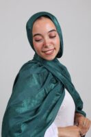Striped Cotton scarf-Emerald