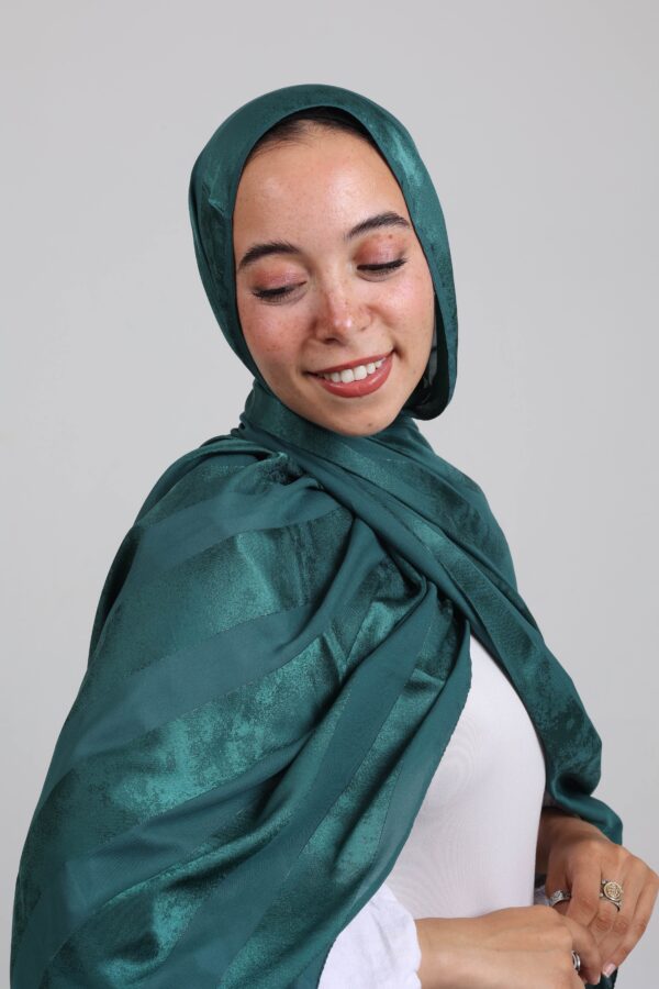 Striped Cotton scarf-Emerald