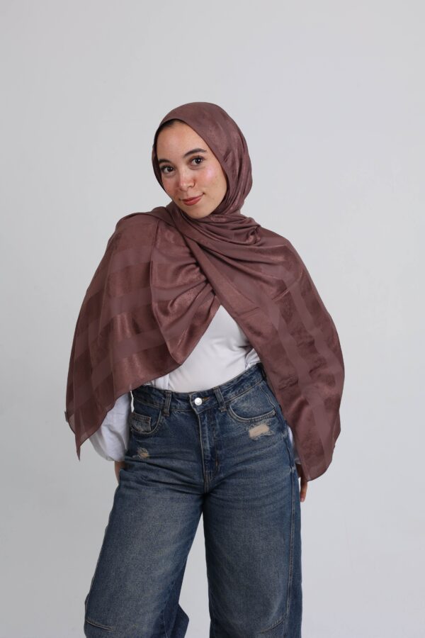 Striped Cotton scarf-Chocolate