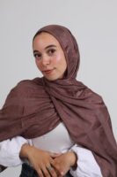 Striped Cotton scarf-Chocolate