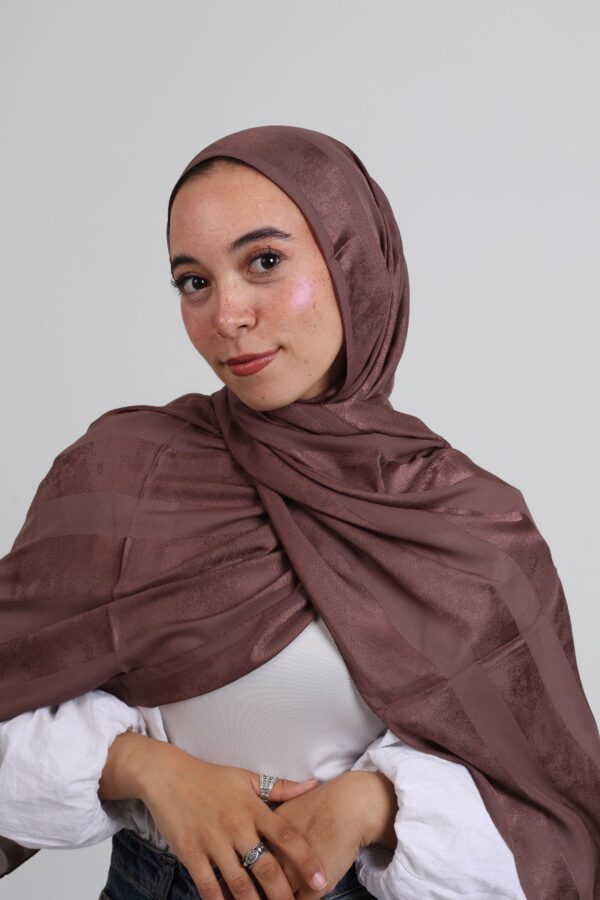 Striped Cotton scarf-Chocolate