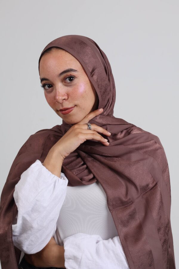 Striped Cotton scarf-Chocolate