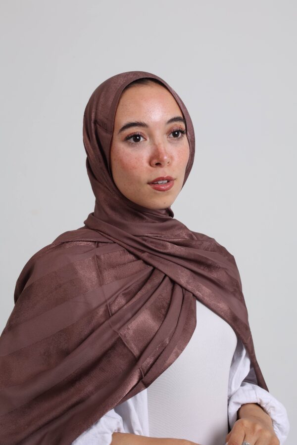 Striped Cotton scarf-Chocolate