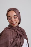Striped Cotton scarf-Chocolate