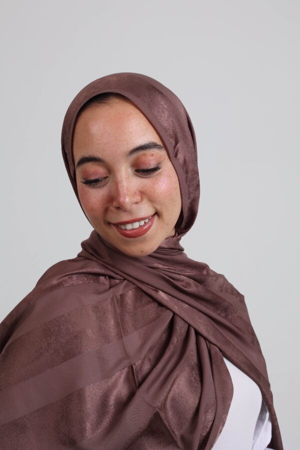 Striped Cotton scarf-Chocolate