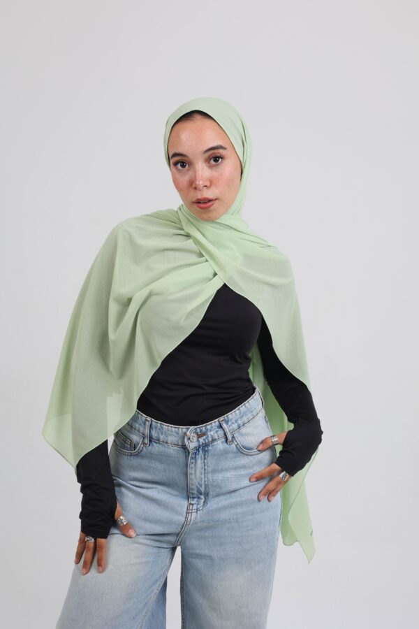 Natural Chiffon Scarf-Pistachio
