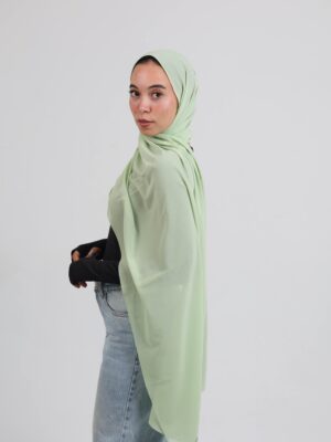 Natural Chiffon Scarf-Pistachio