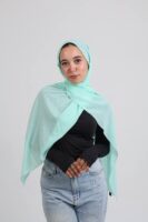 Natural Chiffon Scarf-Mint