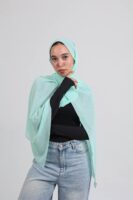 Natural Chiffon Scarf-Mint