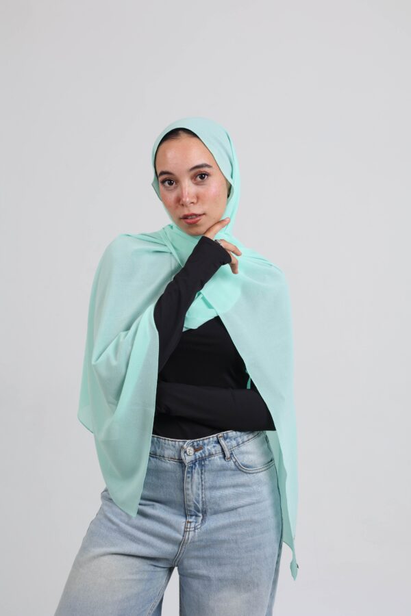 Natural Chiffon Scarf-Mint