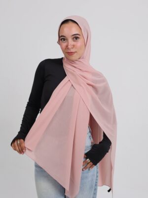 Natural Chiffon Scarf-Dusty rose