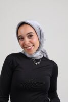 Janjan Silky Satin Square Scarf-Light Gray