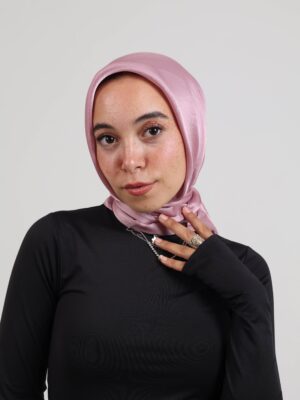 Janjan Silky Satin Square Scarf-Pink