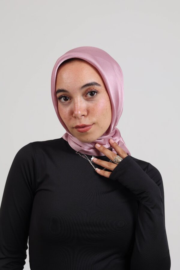 Janjan Silky Satin Square Scarf-Pink