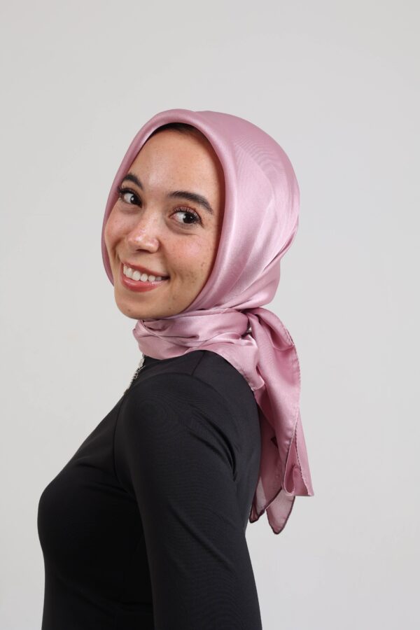 Janjan Silky Satin Square Scarf-Pink