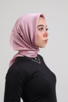 Janjan Silky Satin Square Scarf-Pink