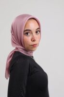 Janjan Silky Satin Square Scarf-Pink