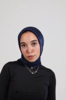 Janjan Silky Satin Square Scarf-Navy