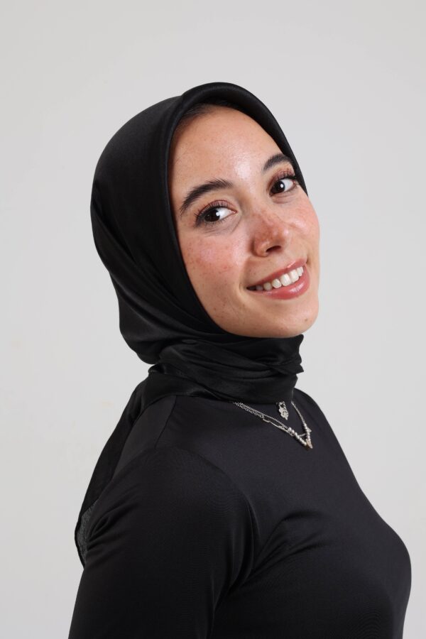 Janjan Silky Satin Square Scarf-Black