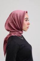 Janjan Silky Satin Square Scarf-Dried Rose