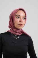 Janjan Silky Satin Square Scarf-Dried Rose