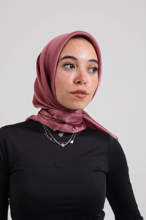 Janjan Silky Satin Square Scarf-Dried Rose