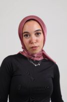 Janjan Silky Satin Square Scarf-Dried Rose