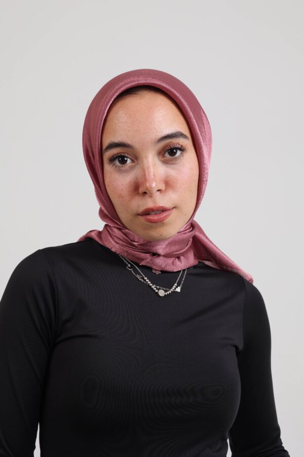 Janjan Silky Satin Square Scarf-Dried Rose