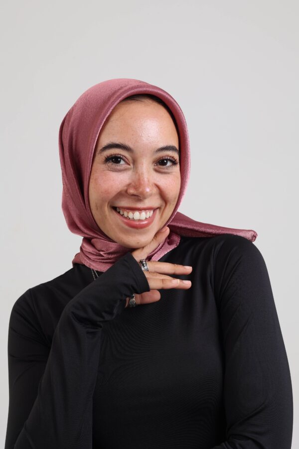 Janjan Silky Satin Square Scarf-Dried Rose