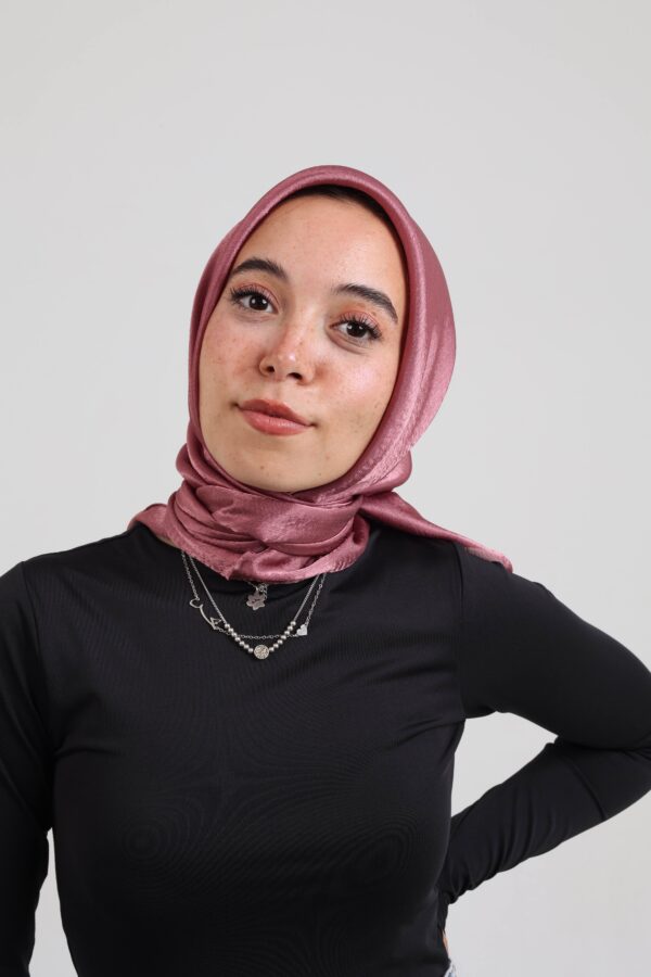 Janjan Silky Satin Square Scarf-Dried Rose