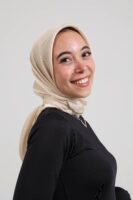 Janjan Silky Satin Square Scarf-Cream