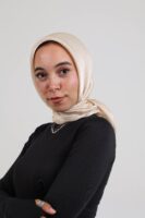 Janjan Silky Satin Square Scarf-Cream