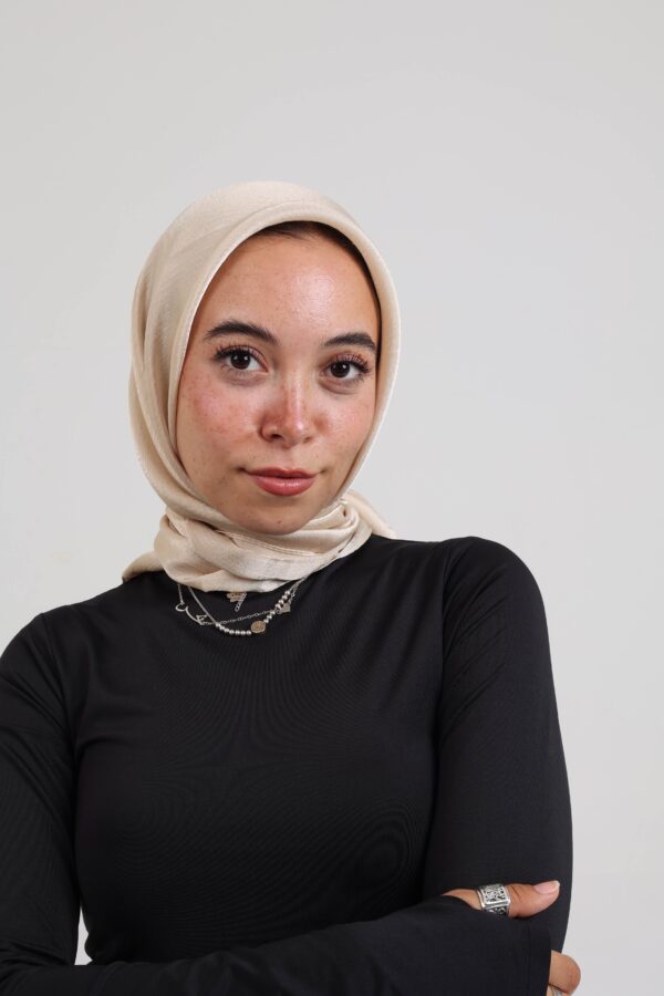 Janjan Silky Satin Square Scarf-Cream