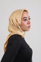 Janjan Silky Satin Square Scarf-Gold