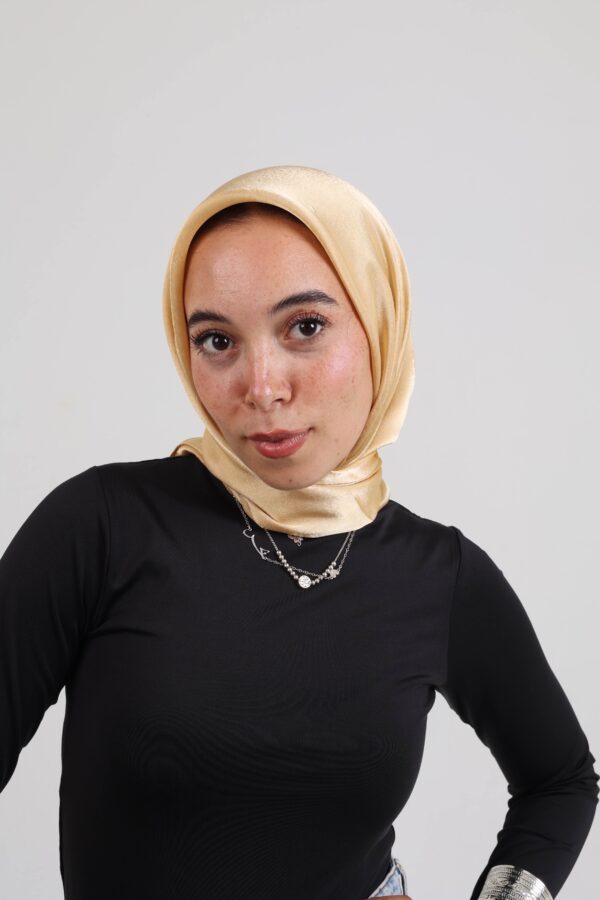 Janjan Silky Satin Square Scarf-Gold
