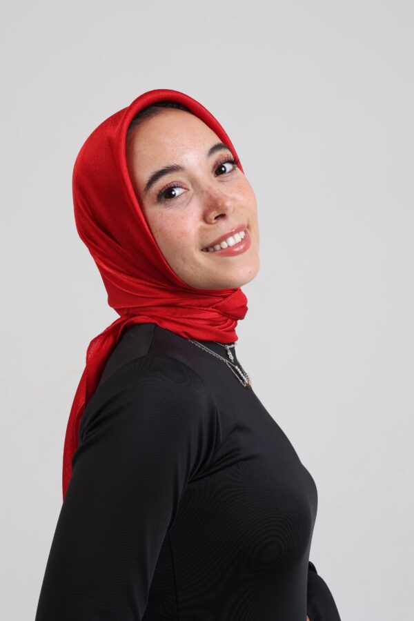 Janjan Silky Satin Square Scarf-Royal Red