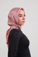 Janjan Silky Satin Square Scarf-Rose