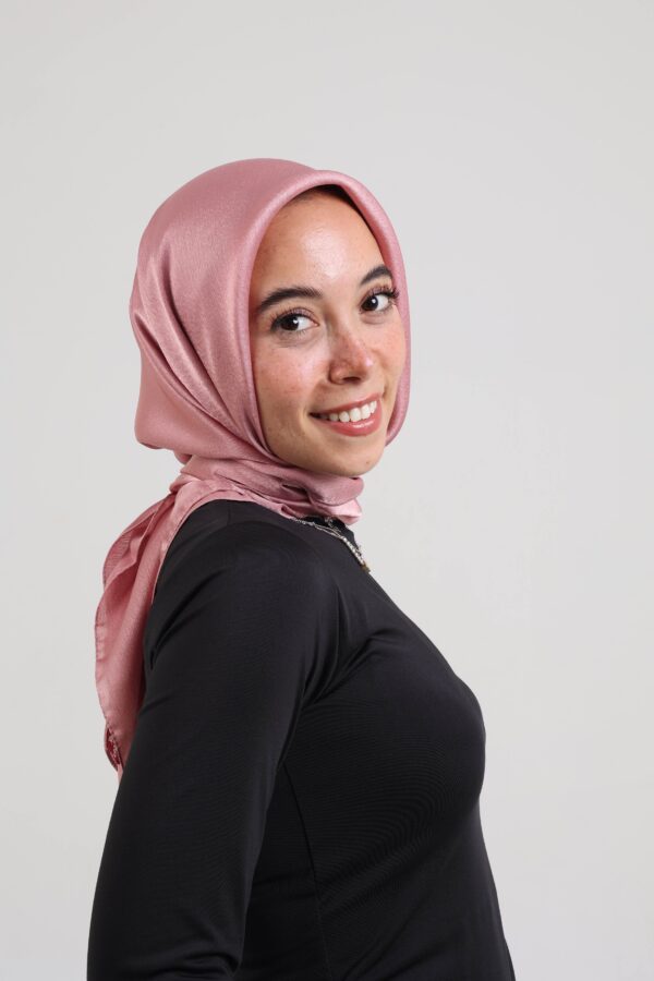 Janjan Silky Satin Square Scarf-Rose