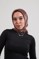 Janjan Silky Satin Square Scarf-Chocolate